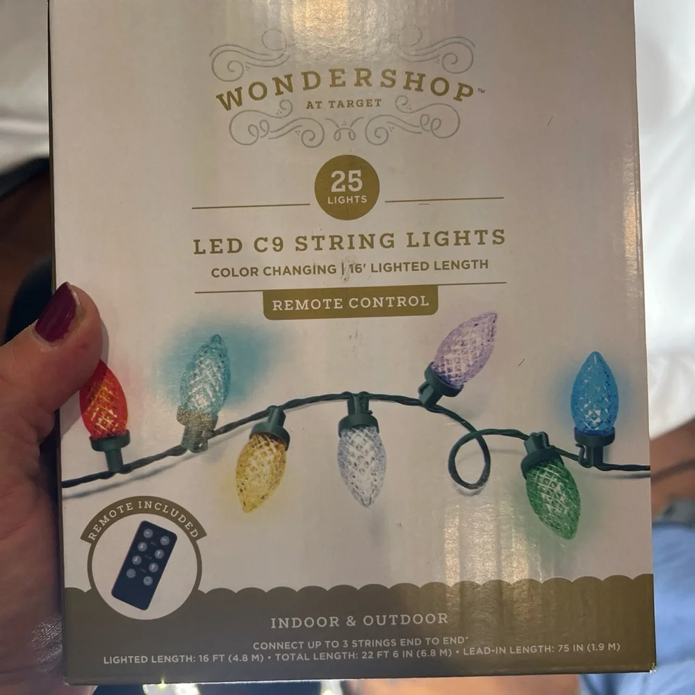 Wondershop LED C9 String Lights 25 Lights With Remote Control 2 Boxes New